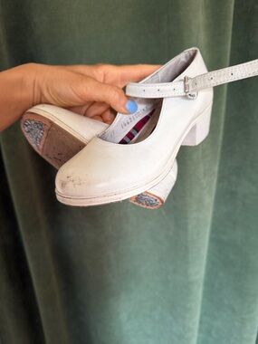 Little Girls White Folclorico or Flamenco Shoes with Ankle Strap 12.5C